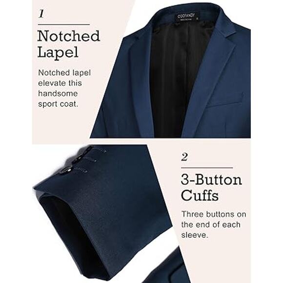 COOFANDY Mens One Button Sport Coat Regular Fit Casual Blazer Jacket Formal Dres - Picture 4 of 6